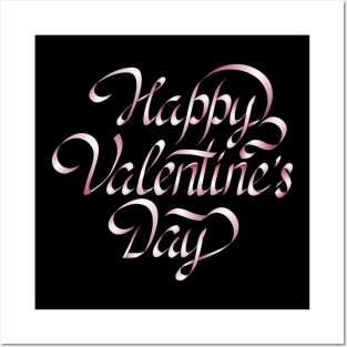 Calligraphic happy Valentines Day Posters and Art